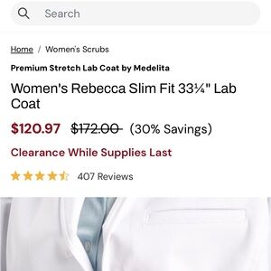 Women's White Rebecca Slim Fit Lab Coat